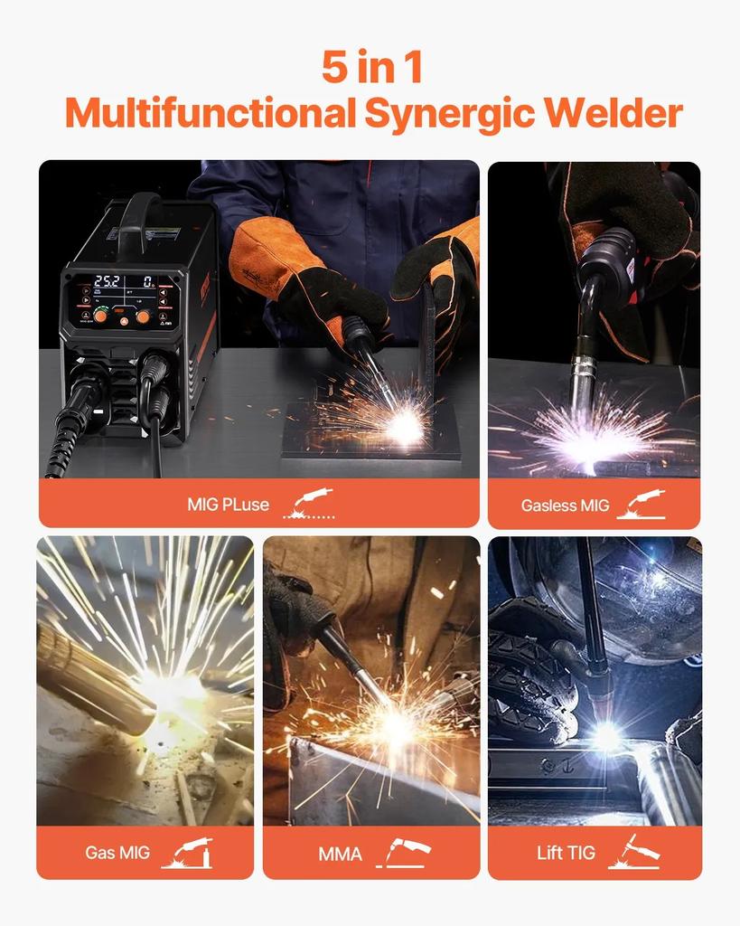 VEVOR Pro MIG Welder, 250Amp Pluse Mig Welding Machine