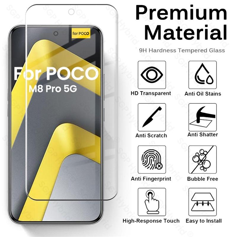 4To1 9D Tempered Glass Curved Screen Protector Case For Xiaomi Poco M8 Pro 5G Camera Protective Glass On Poko Little M8Pro M 8