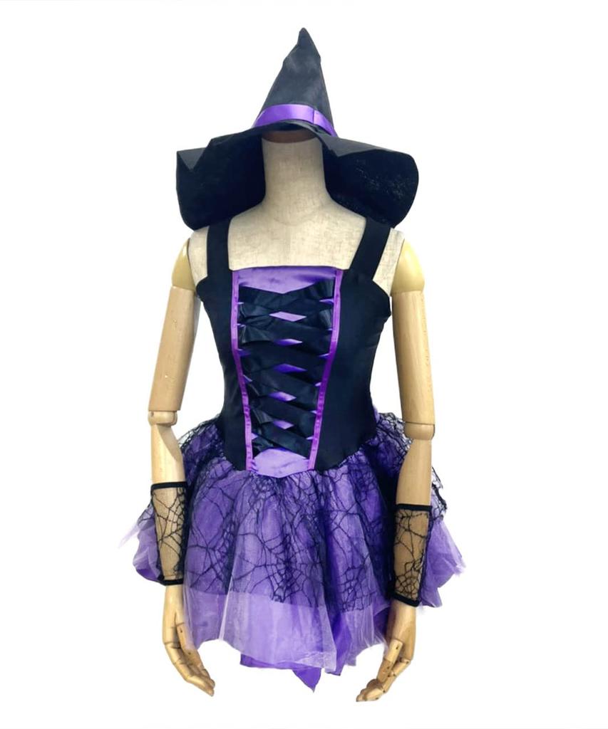 [Milky Time] Witch Halloween Cosplay with Hat, Gothic Lolita Dress, Sexy, Adult, Mini Dress, Purple