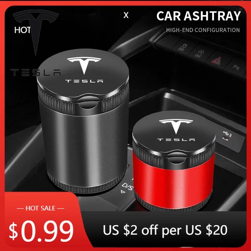 Autoaufkleber Tesla Auto Zigarettenaschenbecher Becher mit Deckel Tragbarer Abnehmbarer Fahrzeug Aschenbecher Halter Box Für Tesla Model 3 Model S Mo