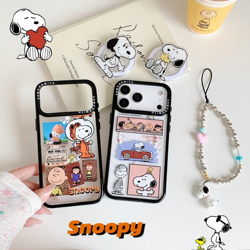 Cartoon Cute Snoopy Peanut Charlie Magsafe Wireless Charge Case For iPhone 11 12 13 14 15 16 17 Pro Max Snoopy Magnetic Holder