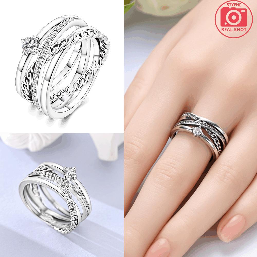 Unendliche Liebe Schmuck Schwarz & Rosa Herz Glänzende Zirkon Ringe Mode Neu 925 Silber Damenringe für Valentinstagsgeschenk