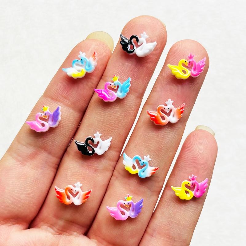 55 Pieces Of Resin Cartoon Swan Rhinestone Decoration Diy , Suitable For Nail Art And Valentine'S Day Jewelry Production A148