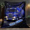 1PC Custom Name Space Truck Journey flannel blanket versatile,all-season throw suitable for the living room,bedroom,camping,travel,and gift