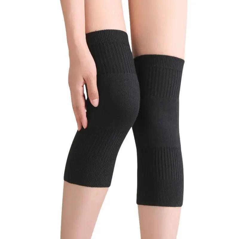 1 Paar Männer Frauen Kaschmir Kniebandage Stütze Beinbereich Wärmer Winter Warm Thermowolle Radfahren Ski Laufen Knieschoner Wärmer Schützer XL schwarz