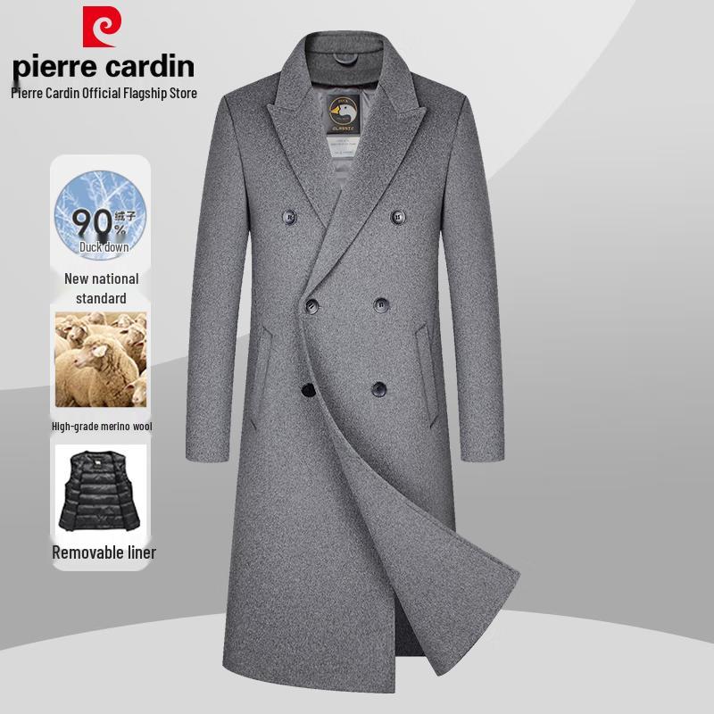 Pierre Cardin Мужской двусторонний шерстяной тренч со съемной пуховой подкладкой 3XL