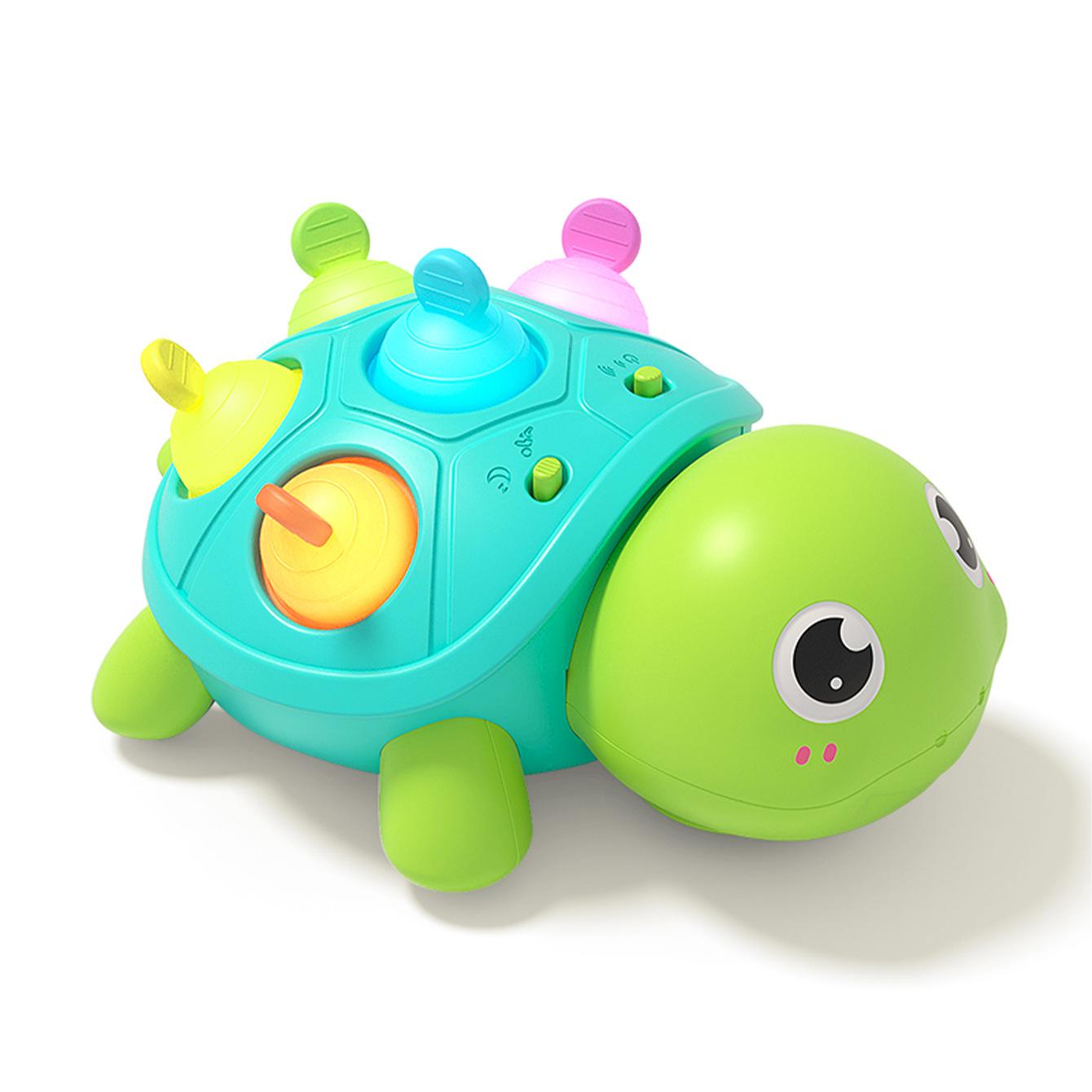 Musical Turtle Crawling Toy with Light Automatic Sensing Walking Interactive Game Toy for Kids Educational Sensory Play