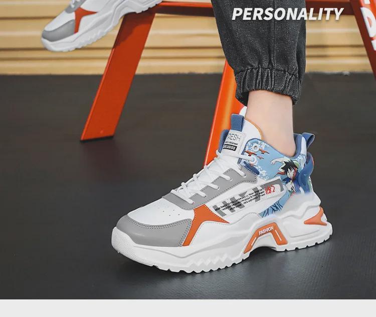 Men's High-Top Autumn Sneakers: Trendy Korean Leather Casuals for Youth