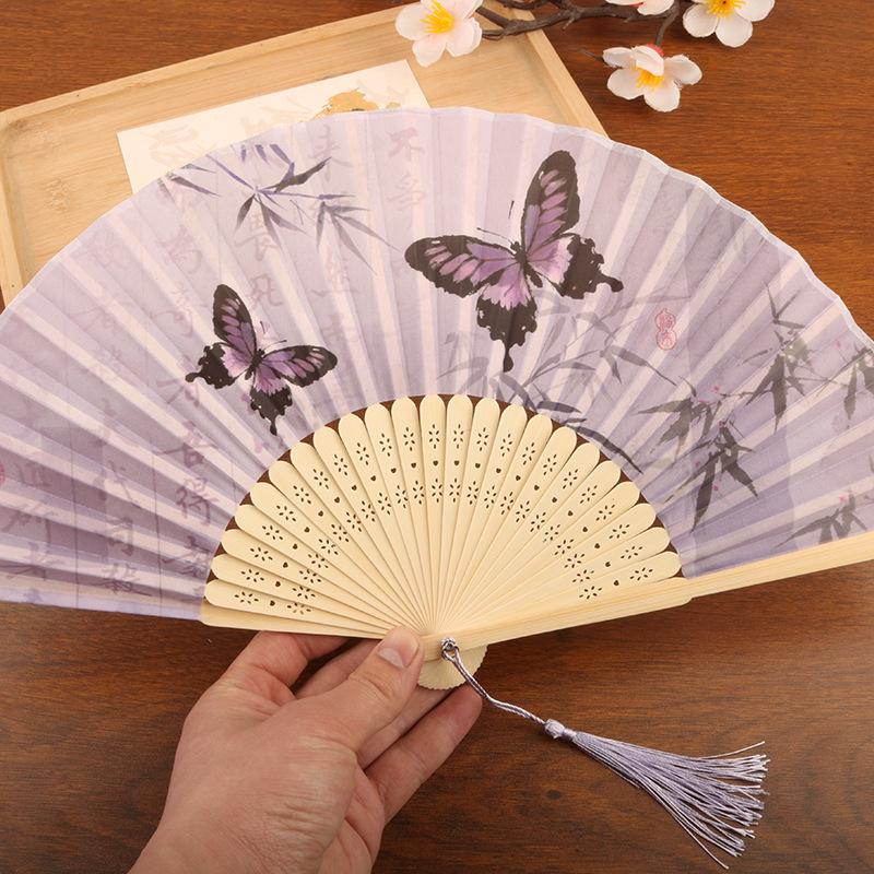 Retro Tassel Floral Folding Fan - Summer Portable Hanfu Dance Prop