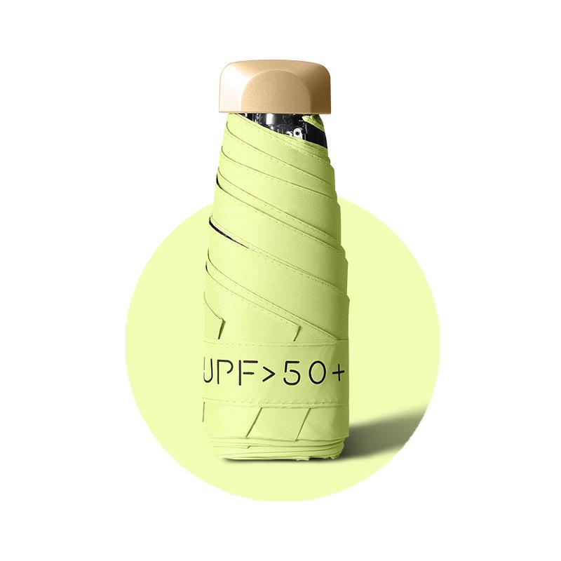 Compact Dual-Use Umbrella: Ultra-Light, Black Glue Sun Protection, Pocket-Sized, Portable, Mini Five-Fold Umbrella for Rain or Shine.