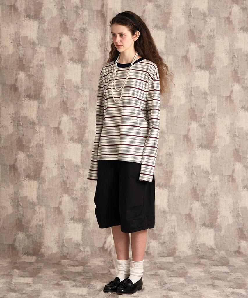 CONICHIWA BONJOUR Multi-Stripe Long Sleeve (White/Brown)