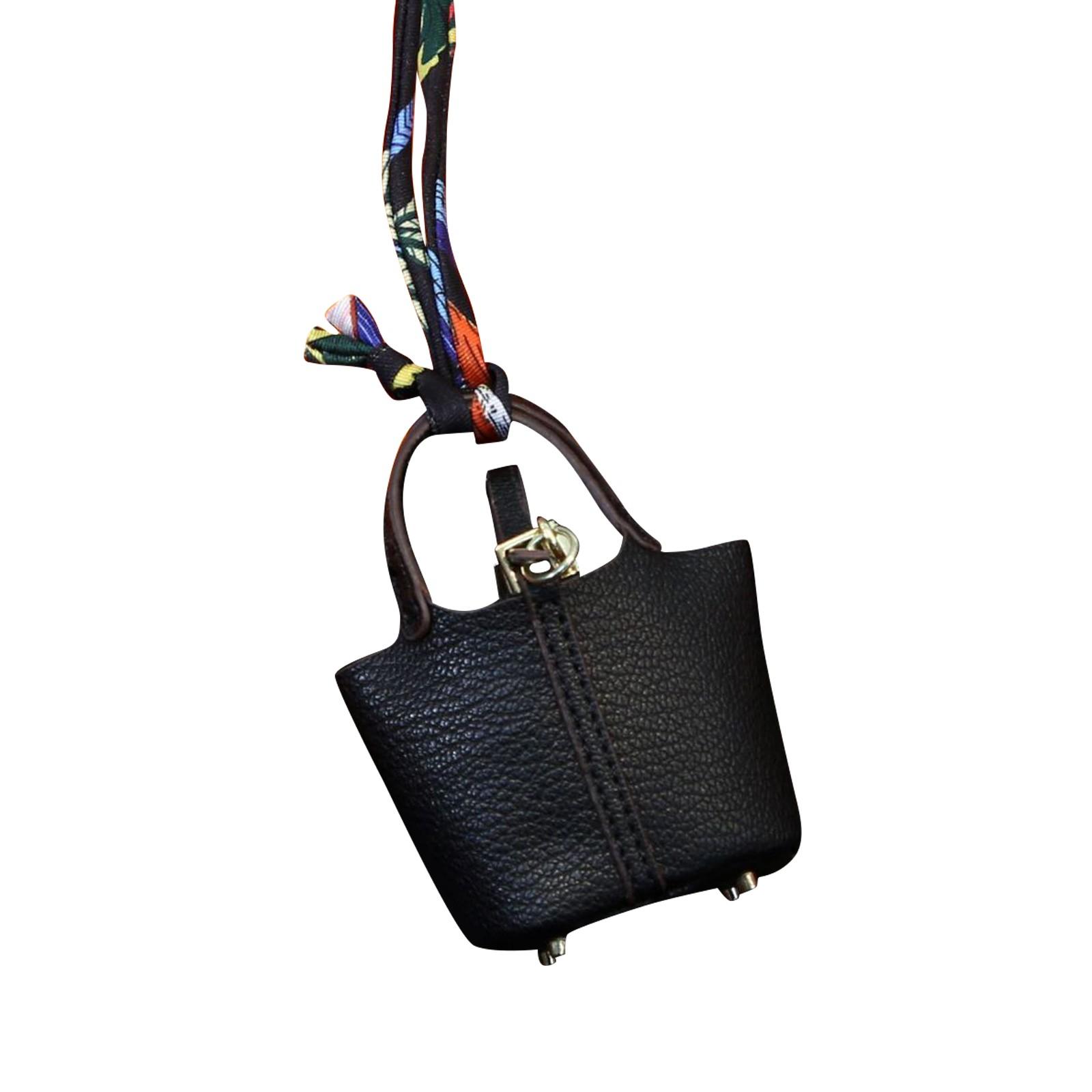 

Милая подвеска в виде сумки-корзины, высококачественная кожаная подвеска-брелок для автомобиля, милая креативная подвеска One Size чёрный