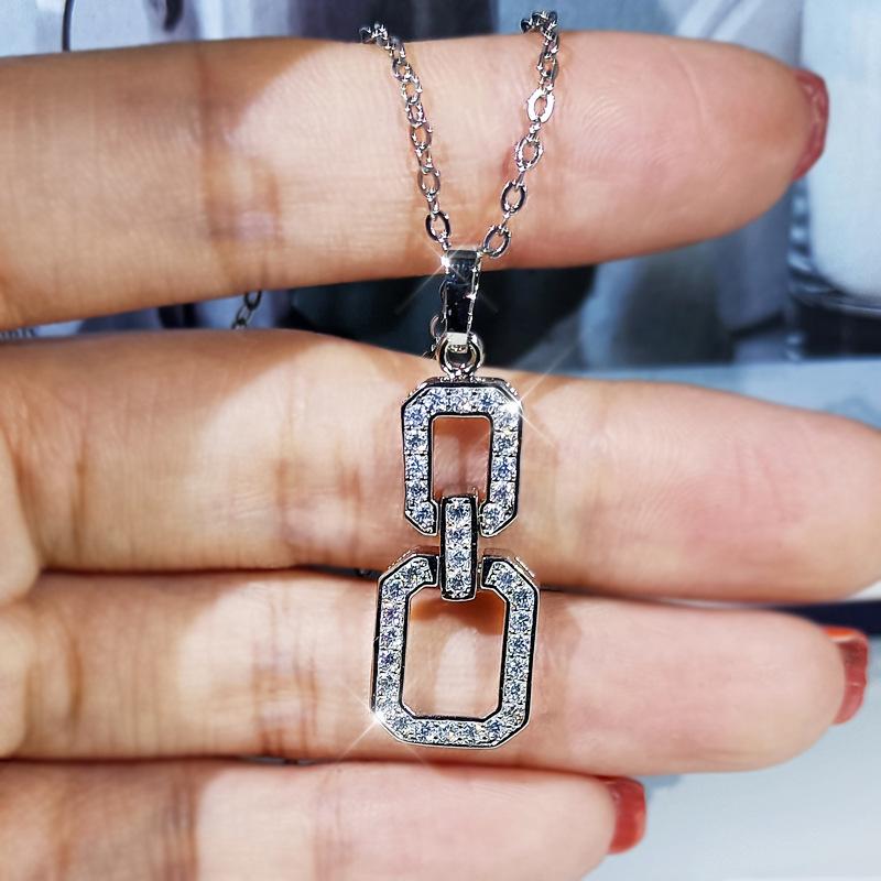 New Jewelry Set Simple Geometric Necklace Earrings Ring Fashion Zircon Geometric Jewelry Set Bridal Set Jewelry Set