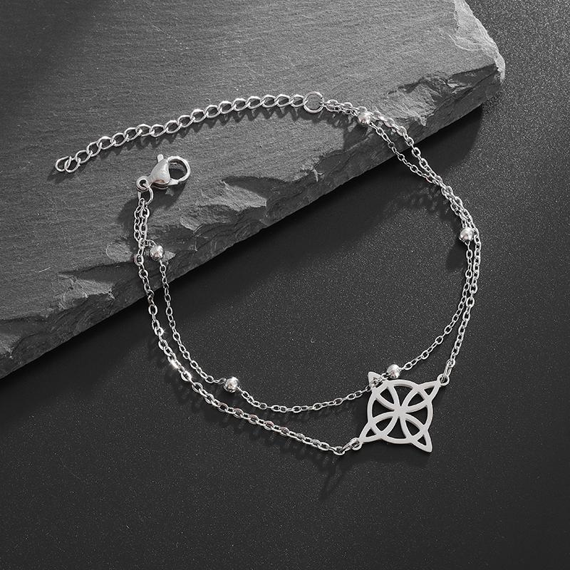 

1PC Witchcraft Witch Knot з нержавіючої сталі з геометричною порожнистою квітковою коробкою та ланцюжком-манжетом, браслет, жіноча мода, ірландський регульований подарунок-амулет