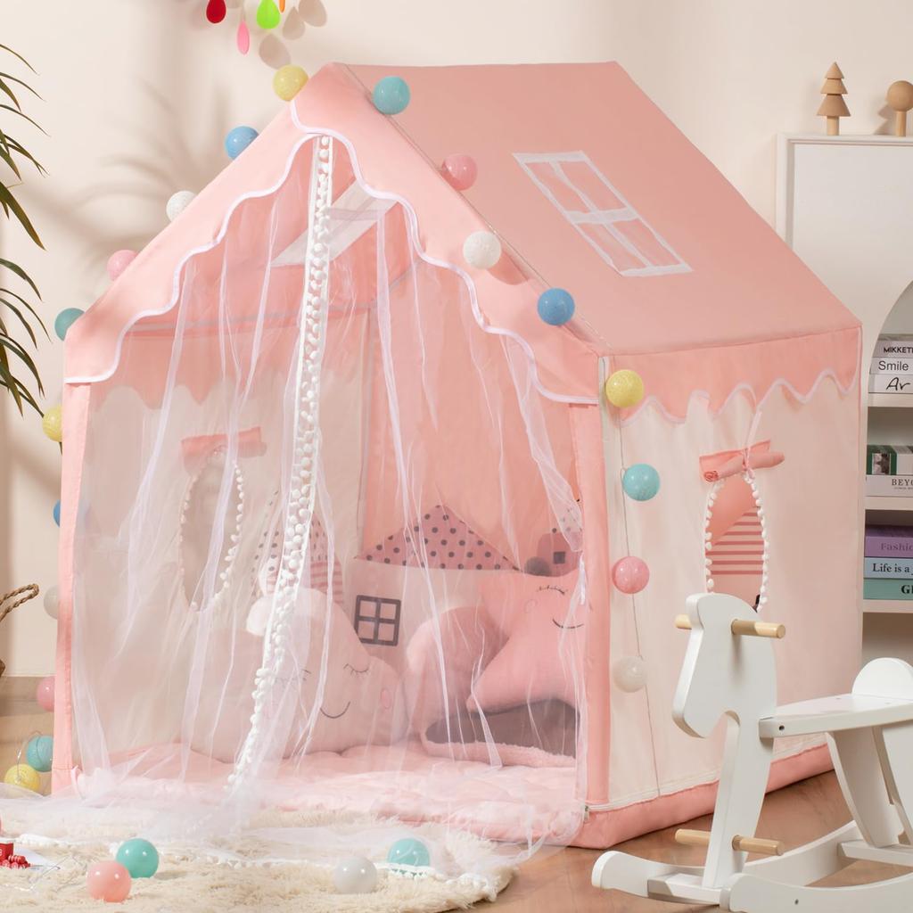 Kids' Game Tent, Indoor Princess Castle for Girls, Family Game House, Small House with Starlight, Outdoor Play House, Birthday/Christmas Gift