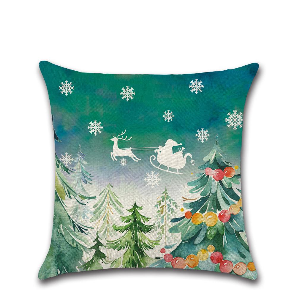 New Linen Printed Christmas Cushion Cover Home Sofa Decoration Cushion Cover