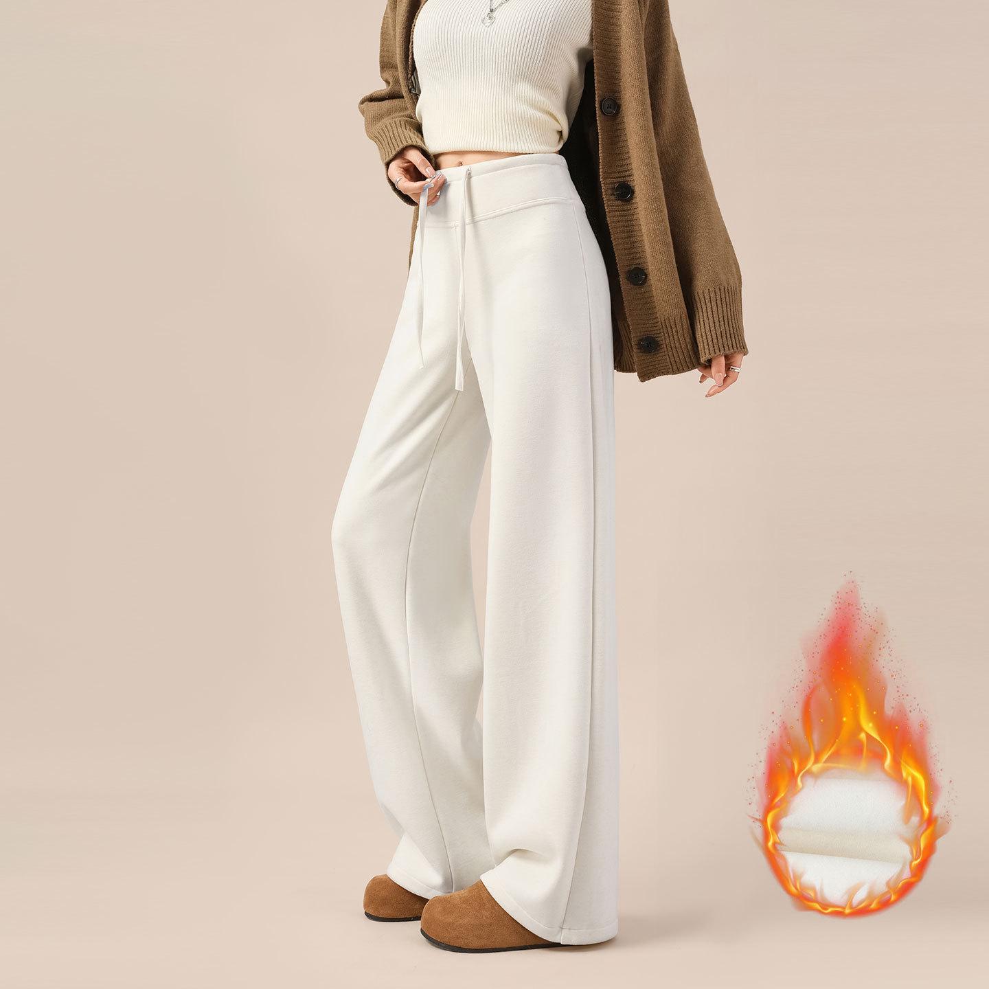 Acetate Wool High-Waist Tummy Control Velvet-Lined Women s Pants for Autumn/Winter S (Recommended 80-100 lbs)