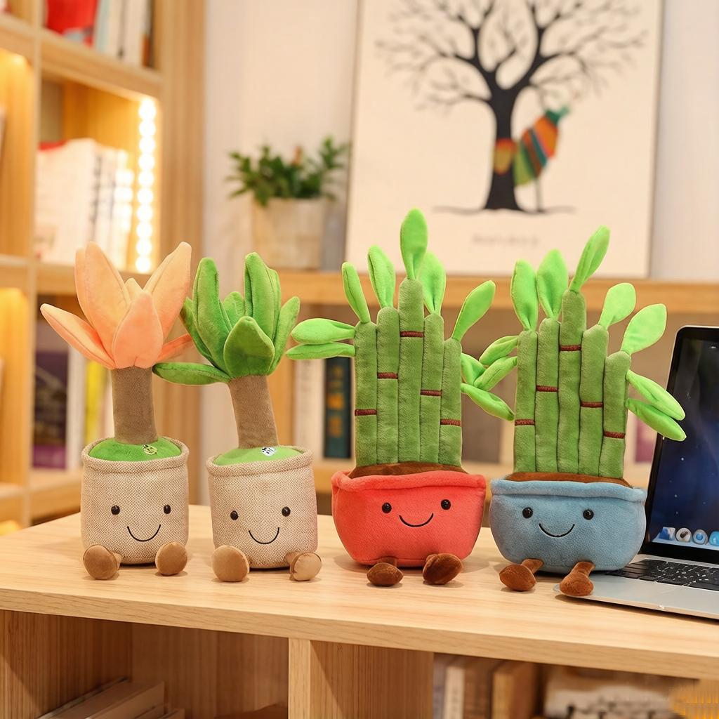 Kawaii Potted Green Plant Humanoid Doll Plush Toy Stuffed Flowerpot Pine Tree Bamboo Plushie Decor Gift