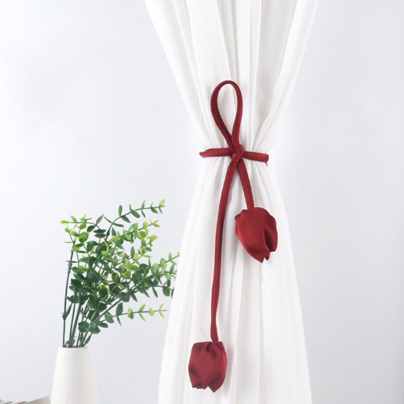 Flower Shape Curtain Holdbacks Polyester Fabric Multiple Color Option Simple Setup Window Decoration