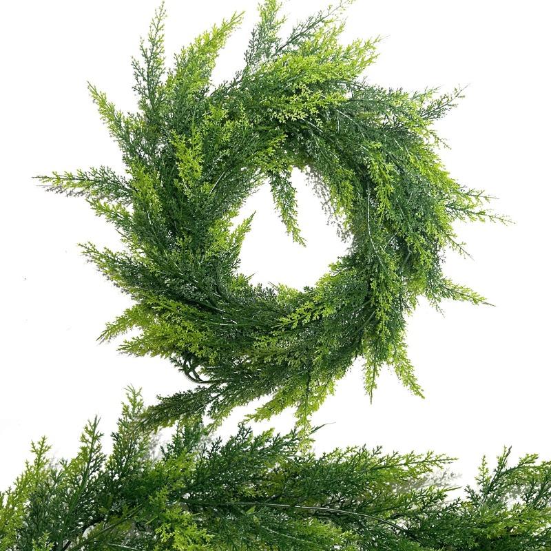 Artificial Simulation of Two-color Pine, Cypress and Vine Christmas Home Window Green Plant Decoration, Pine Needle and Vine Wall Hanging