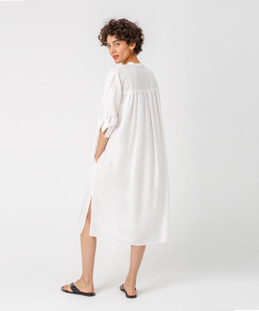 PAGE Shirred Shirt Dress_Ivory