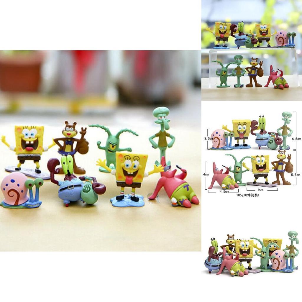 Spongebob Squarepants Patrick Star Squidward Pvc Figure Toy Set For Children 8pcs/lot