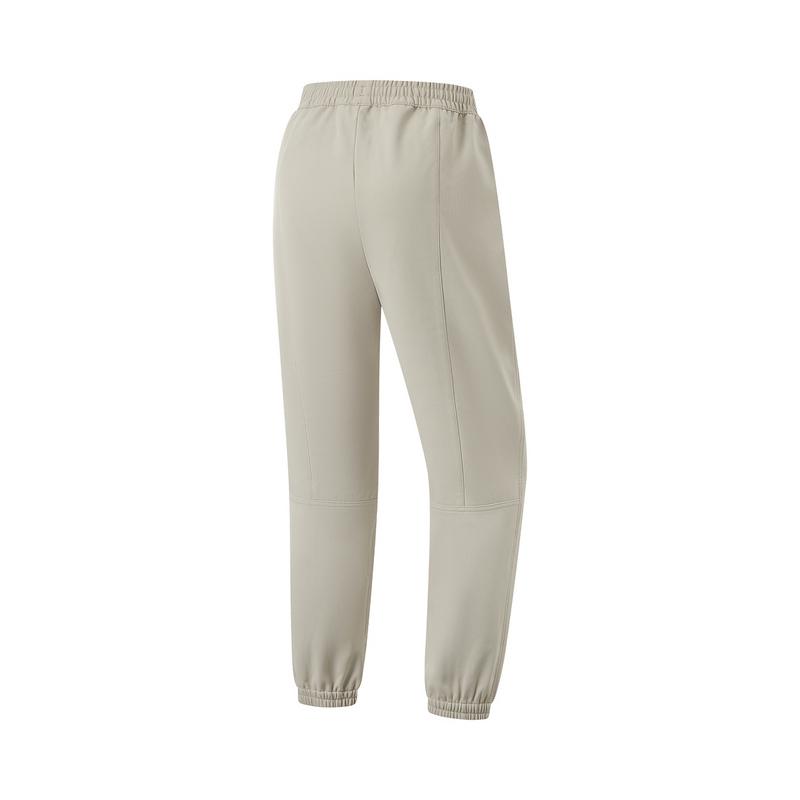Li Ning Fitness Series Solid Color Mid Waist Comfortable Breathable Versatile Cuffed Sports Long Pants Women bottoms Khaki AYKU920-3