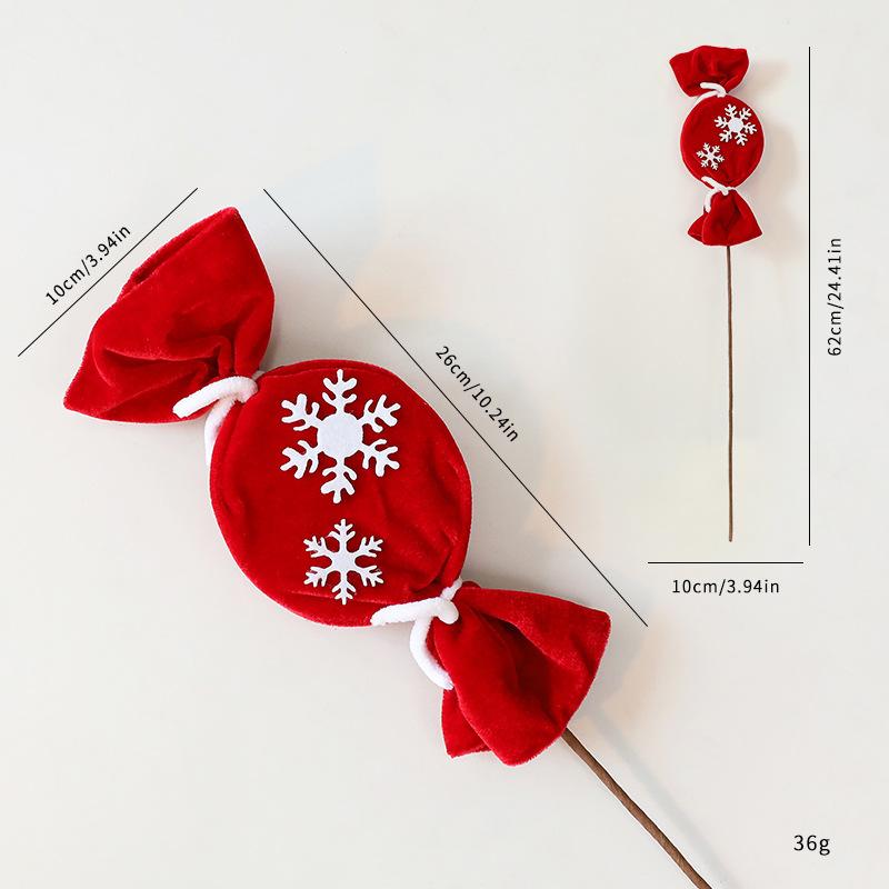 Christmas Candy Branch DIY Red and White Striped Fuzzy Yarn Lollipop Christmas Decorations Christmas Tree Ornaments