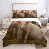 Pig Duvet Cover 2/3Pcs Lovely Animal Printed Bedding Set Cute Pet Comforter Cover King For Kids Boys Girl Children Bedroom Decor