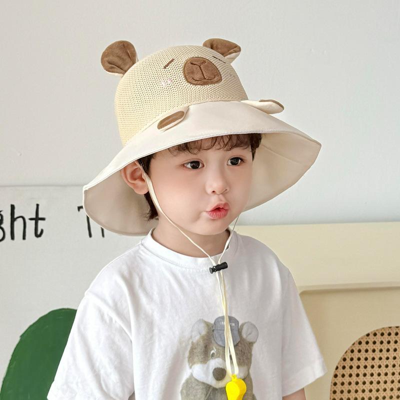Children's Sun Hat Boys Cute Capybara Big Eaves Bucket Hat Summer Outdoor Sun Hat Girls Beach Hat