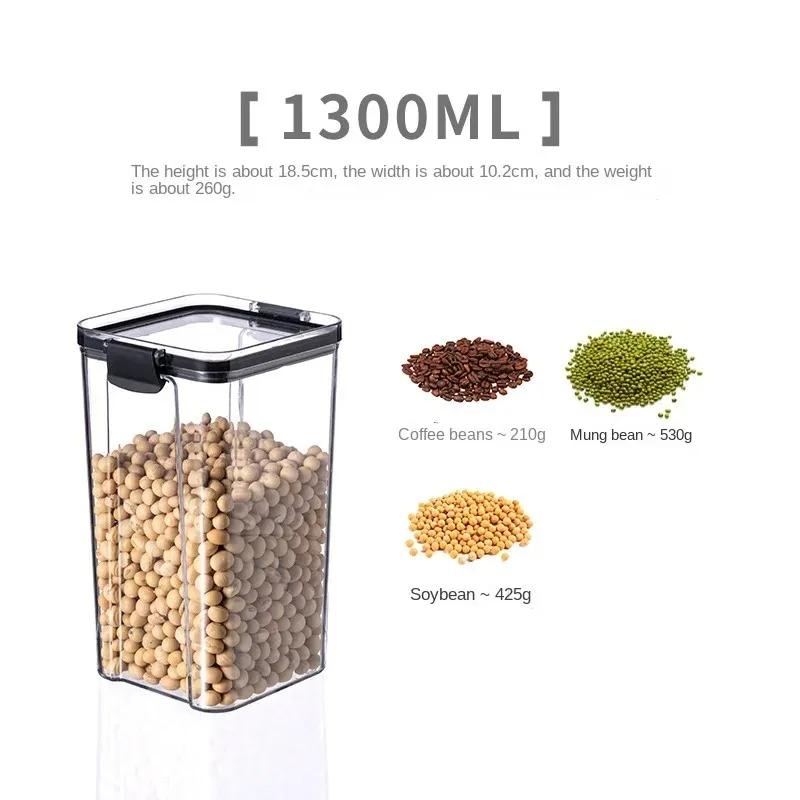 

Высококачественная герметичная банка для хранения продуктов, прозрачный пластиковый кухонный органайзер, емкость для зерновых, штабелируемое сухое герметичное хранение White