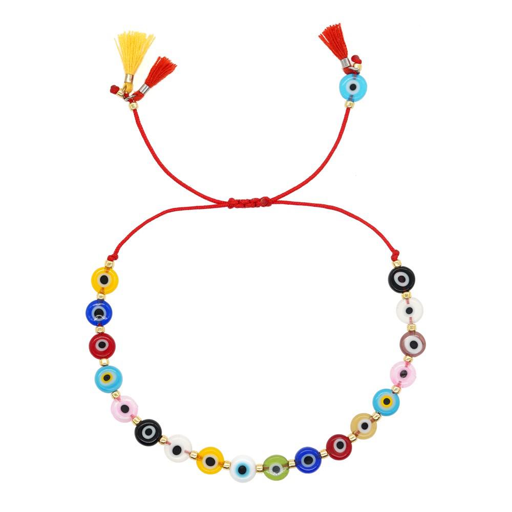 2025 Year of the Snake Lucky Red String Handmade Beaded Bracelet Set with Evil Eye for Couples