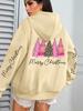 Women's Casual Hoodie - Pink Cross Christmas Tree Design for Autumn/Winter 