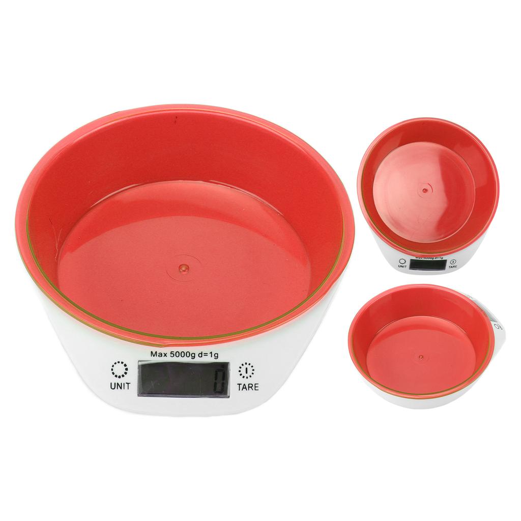 Pet Food Scale Bowl Cat Dog Digital Kitchen Food Weighing Bowl for Pet Food Baking CookingRed