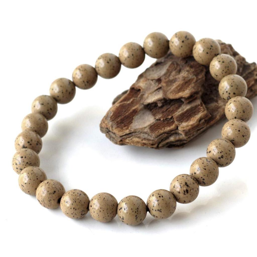 Beitou Stone Bracelet 8mm Orange Taiwanese Made Negative Ion Measured Radium Hokutolite Inner Diameter [GOLD STONE] Approx. 17.5cm