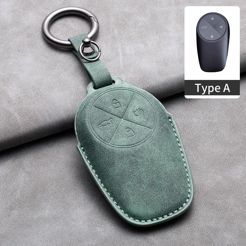 For Nio Et7 Et5 For Weilai Nio Ec6 Et7 Es6 Es8 Leather Car Remote Key Case Cover Protector Keychain