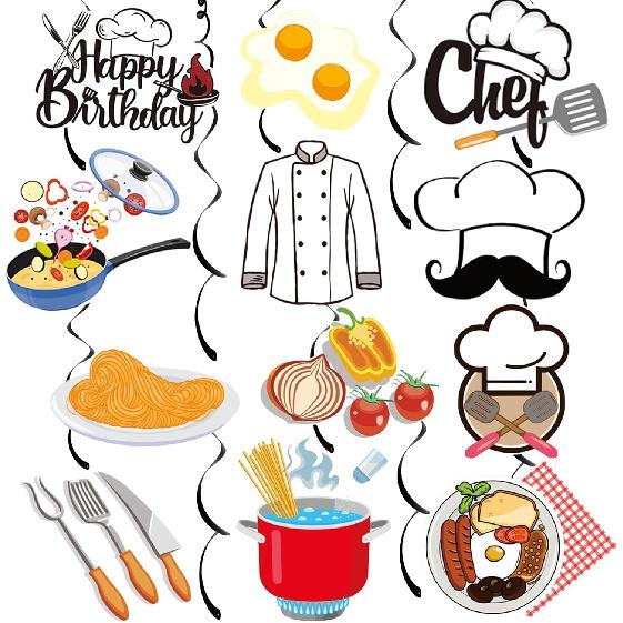24 Pcs Chef Hanging Swirls, Chef Birthday Party Decorations, MasterChef Cook Party Decorations for Cooker Kitchen