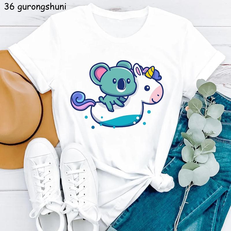 Just A Girl Who Love Koala Graphic Print Tshirt Unisexs Clothing White Funny Tshirt Femme Harajuku Kawaii Clothes Summer Tops