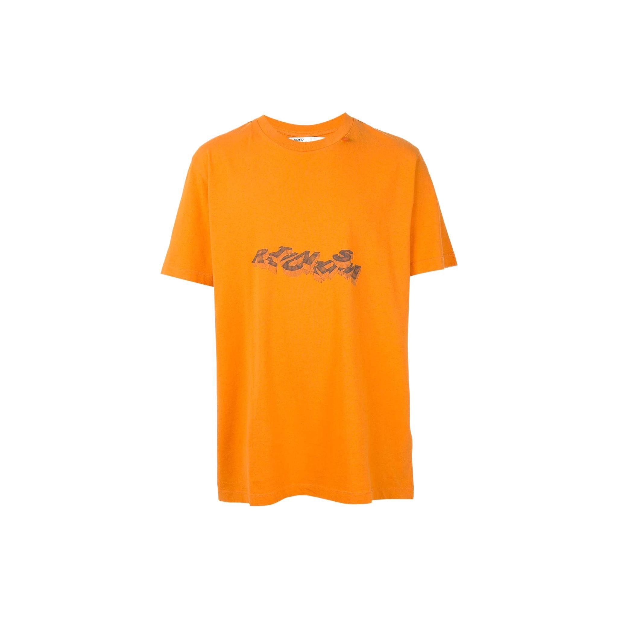 Off-White SS22 Geometric Arrow Logo Print Short Sleeve T-Shirt Men Tops Orange OMAA027R201850101910 XS