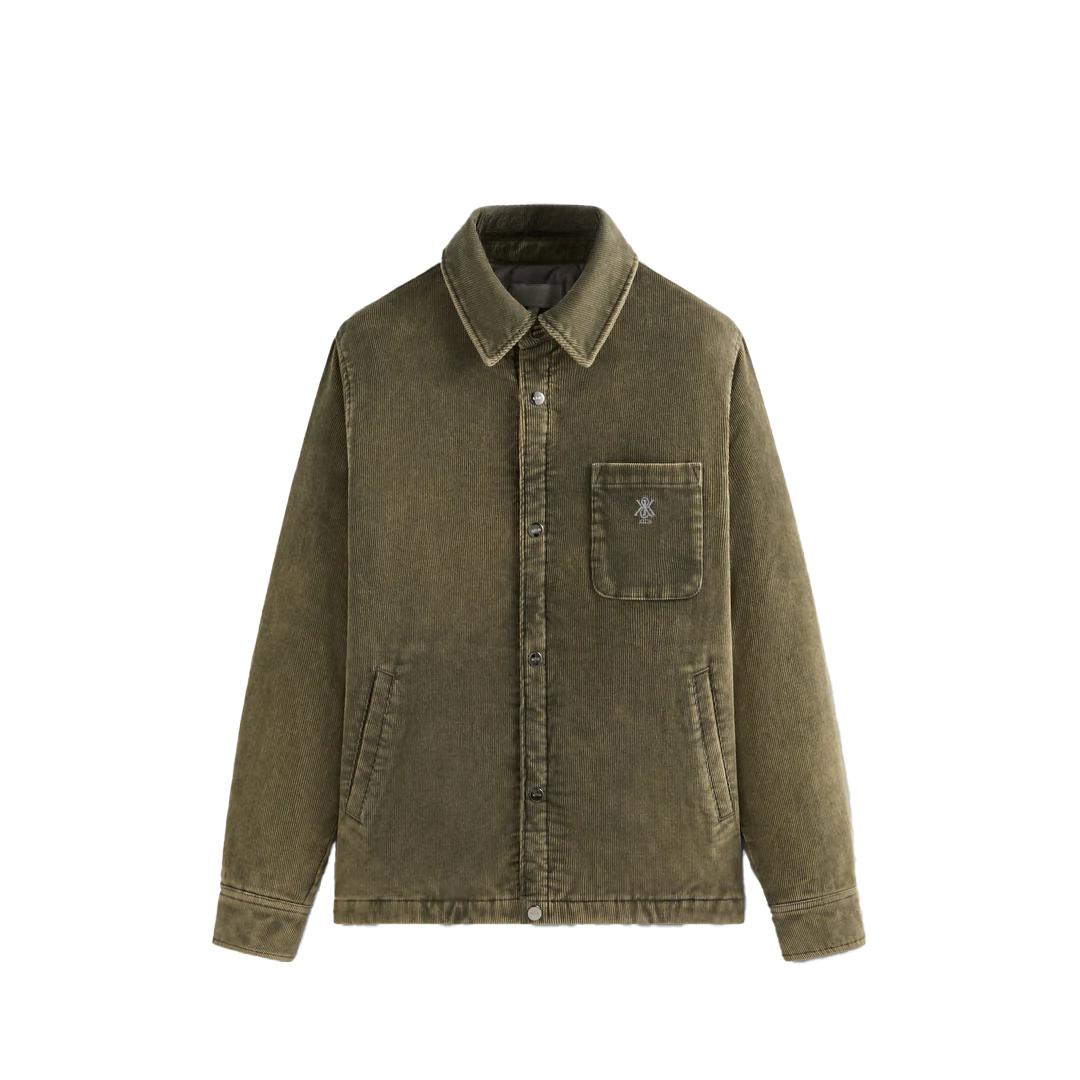 

Kith FW24 Washed Corduroy Brixton Puffed Shirt Jacket Solid Color Single-Breasted Lapel Long Sleeve Jacket Men jackets Green KHM010607-2004 XL