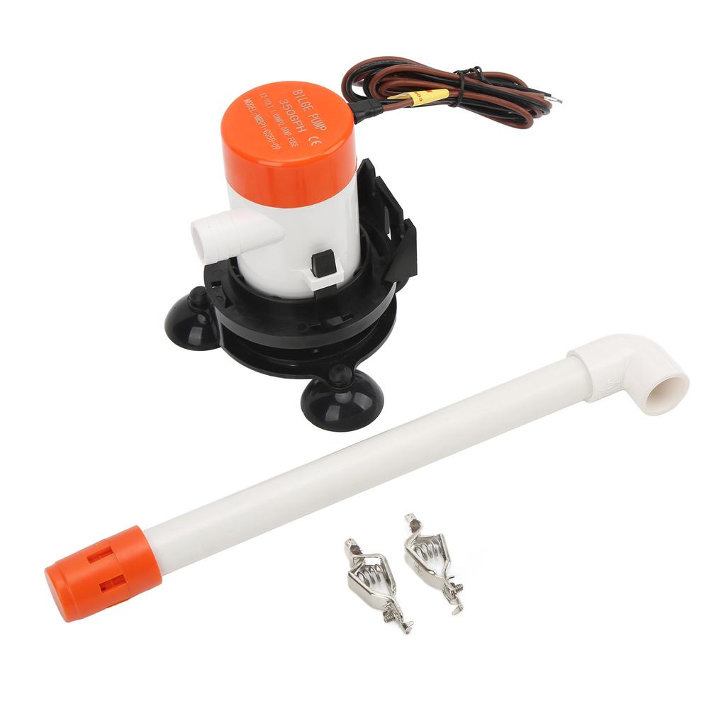 350GPH 12V Livewell Baitwell Aerator Pump Submersible Portable Bottom Suction Cup for Marine Boat