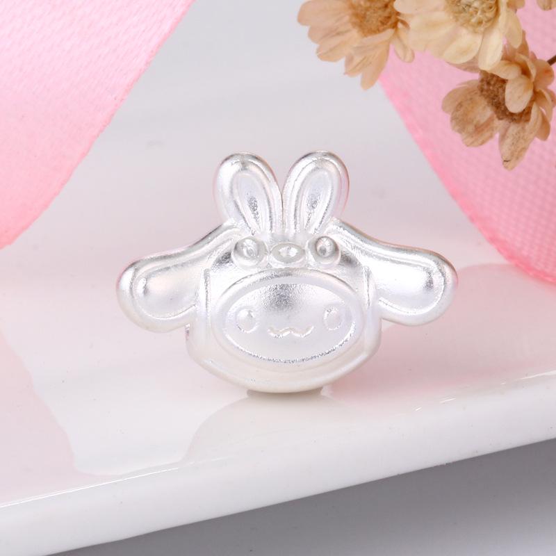 Sterling Silver Kuromi Rabbit Bracelet with Handmade Beaded Rope