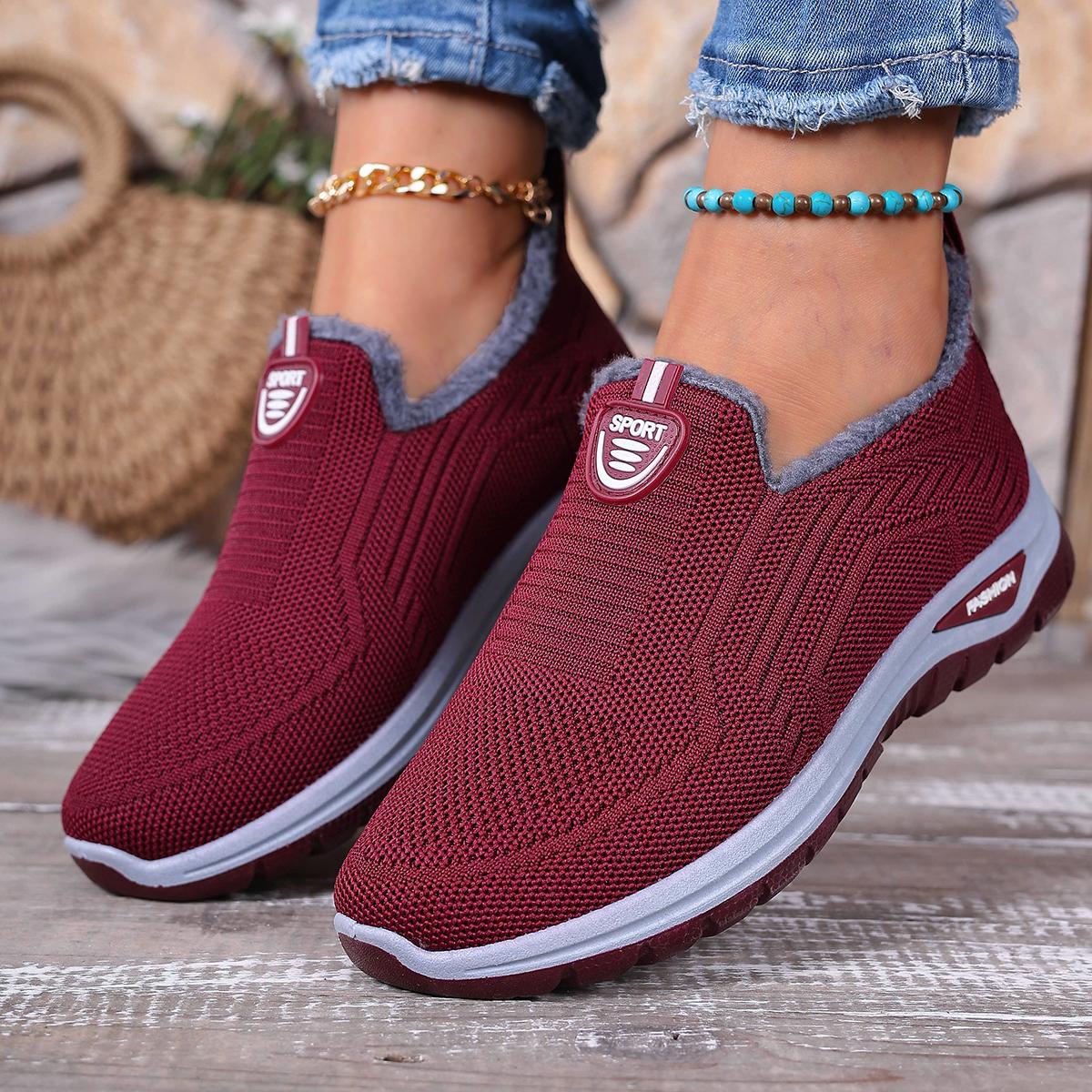 

Fashion 2025 Women Breathable Snow Boots Sports Flat Casual Shoes Women Anti-slip Ankle Boots Outdoor Fashion Sneakers Zapatos De Mujer 36 вино красного