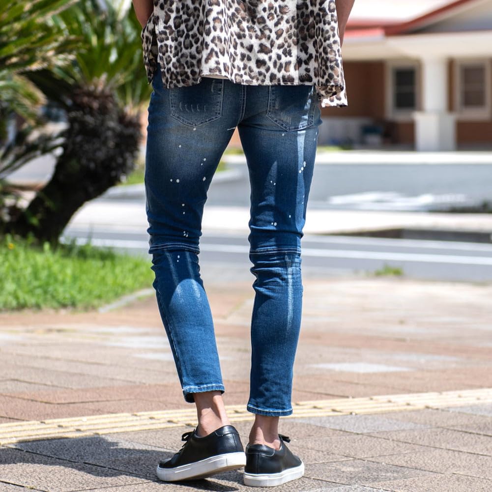 SILVER BULLET CavariA Herren Unisex Skinny Denim Hose mit Used-Look und Stretchanteil, CANG24-53 (Größe 48 (XL), blau)