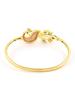 Pink & Green Cubic Zirconia Peacock Inspired Bangle Style Brass Kada For Women