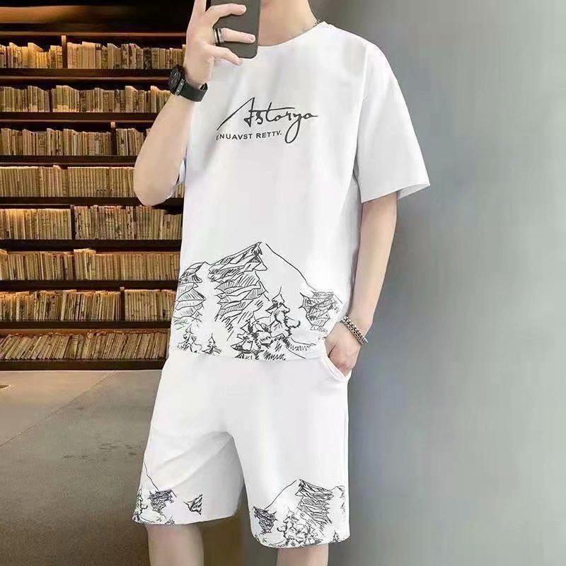 

Мужской повседневный летний спортивный костюм с шортами из ледяного шелка в корейском стиле 2023 3XL белый