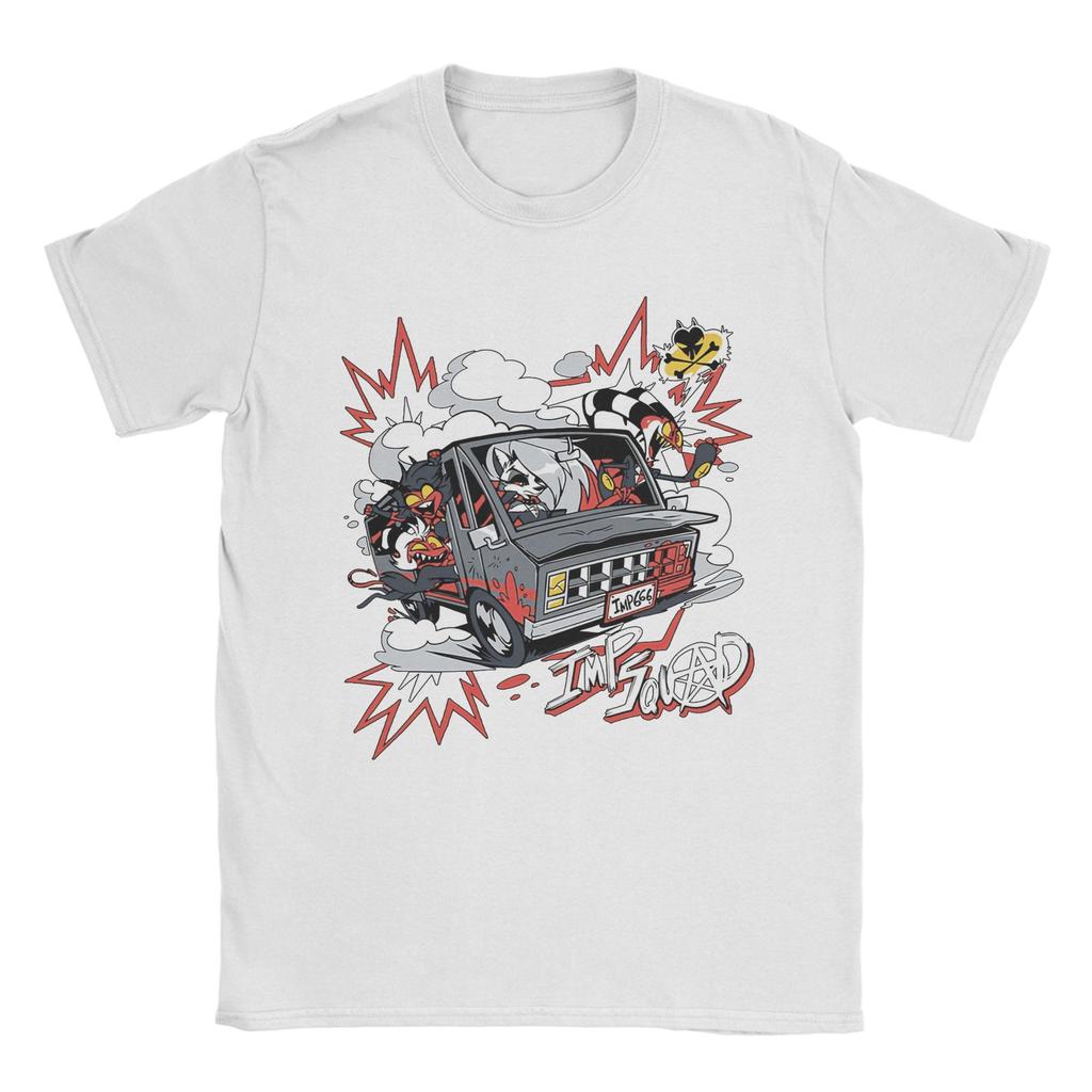 Men's T-Shirt I.M.P Squad Hazbins Hotels Vintage Pure Cotton Tees Short Sleeve  T Shirts Crew Neck Clothing Adult
