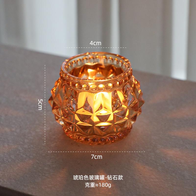Sferyczny Szklany Kryształowy Świecznik Przezroczysta Tekstura Niełatwo Razi Ręce Bar Kolacja przy Świecach Dekoracje Domowe Ozdoby