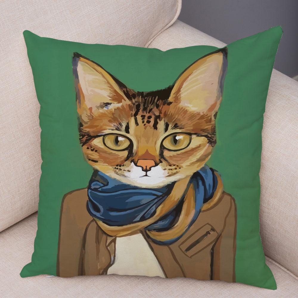 Bedroom Cute Funny Cartoon Coffee Cat Pillowcase Decoration Pet Animal Pillowcase Cushion Cover Sofa Home Car