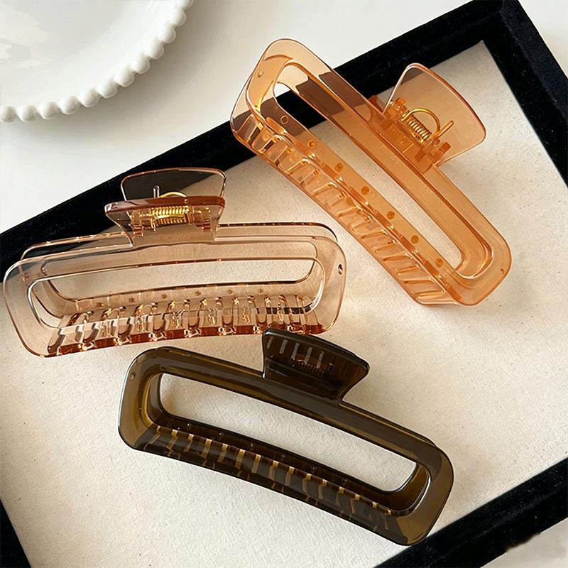 Elegant Solid Translucent Rectangle Hair Claw For Women Girls Sweet Hair Clip Simple Claw Clip Hairpin Hair Accessories